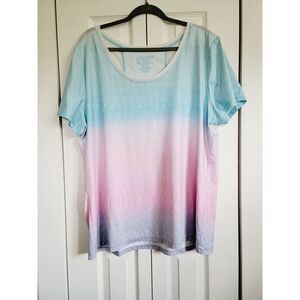 REEL LEGENDS Plus Size 2X Pullover Top Multicolor Fish Pattern Pastel‎